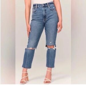 Abercrombie & Fitch The Ankle Straight Ultra High Rise Distressed Jeans 27/4 S